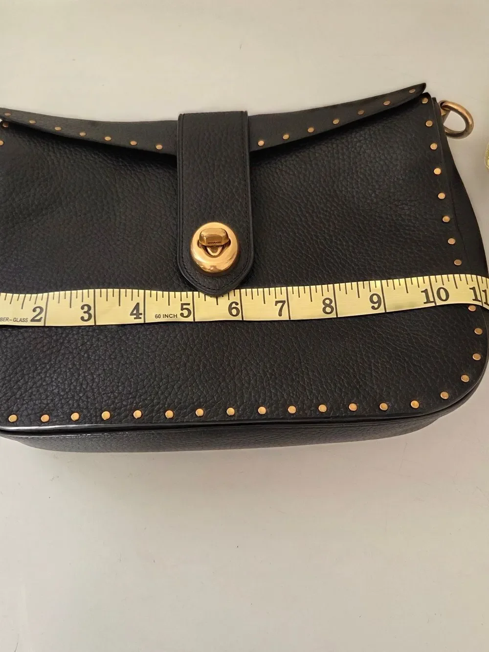 ✨️Coach 1941 Collection Black Pebbled Leather Crossbody with Gold Studs